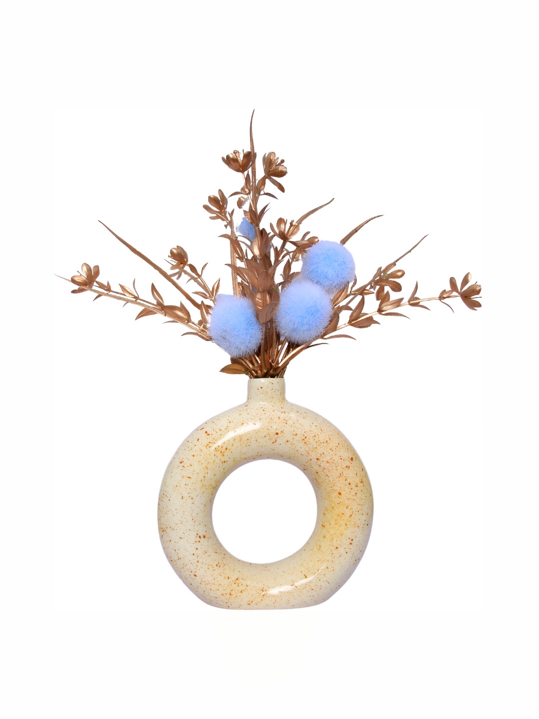 GW CREATIONS Yellow Round Ceramic Planter