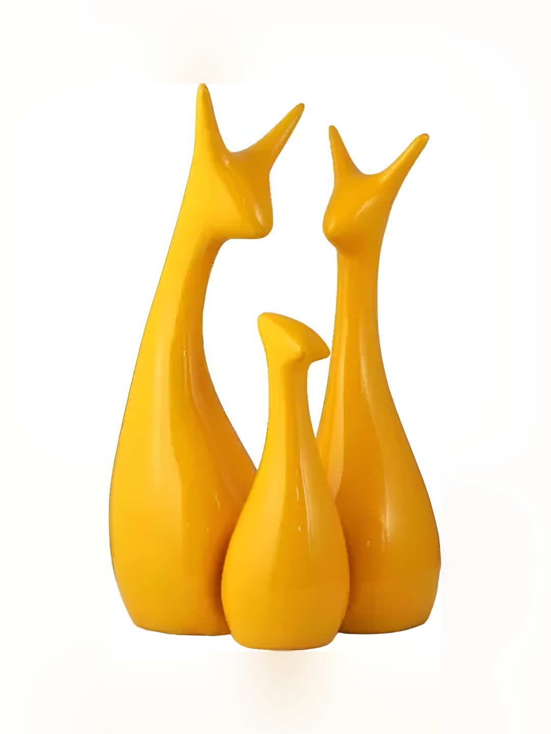 GW CREATIONS Yellow 3 Pieces Figurine Decorative Showpiece