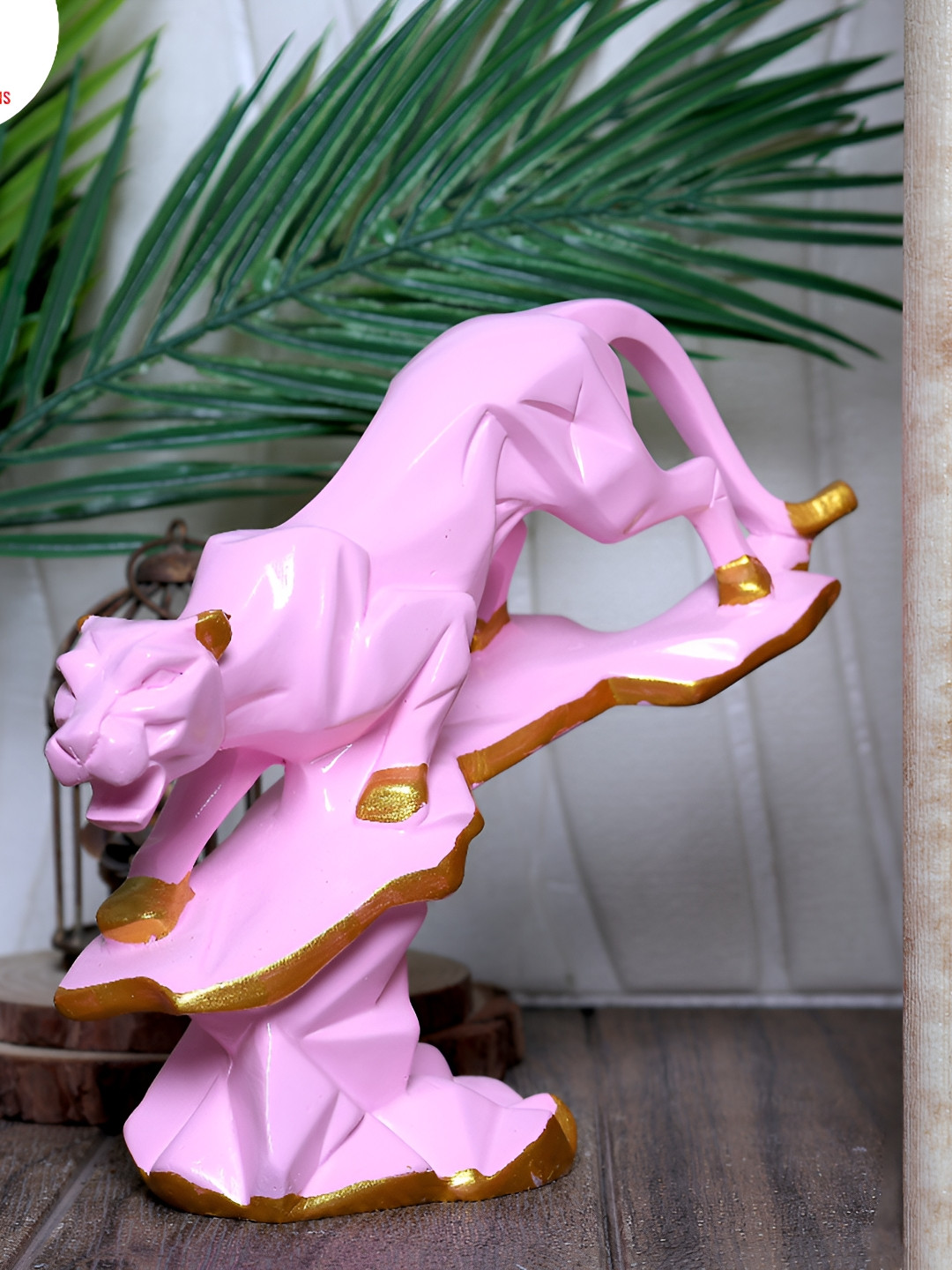 GW CREATIONS Pink Polyresin Glossy Living Room Medium Showpiece - 7.9 Inches