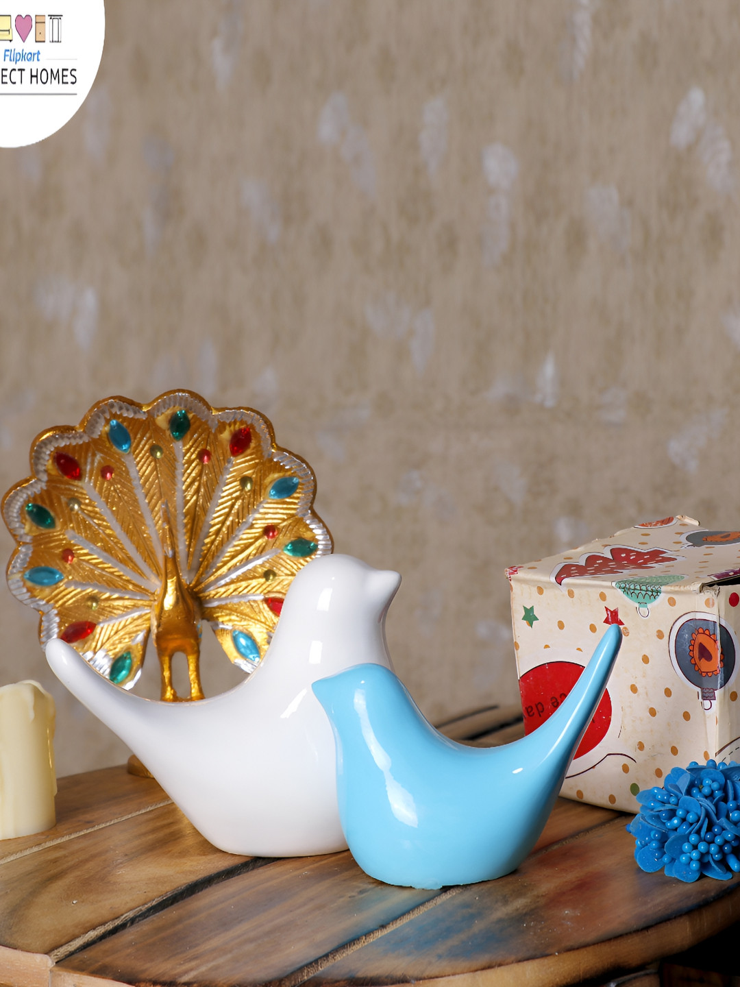 GW CREATIONS Multicoloured Polyester Natural Living Room Set of 2 Tiny Showpieces - 3.5 Inches