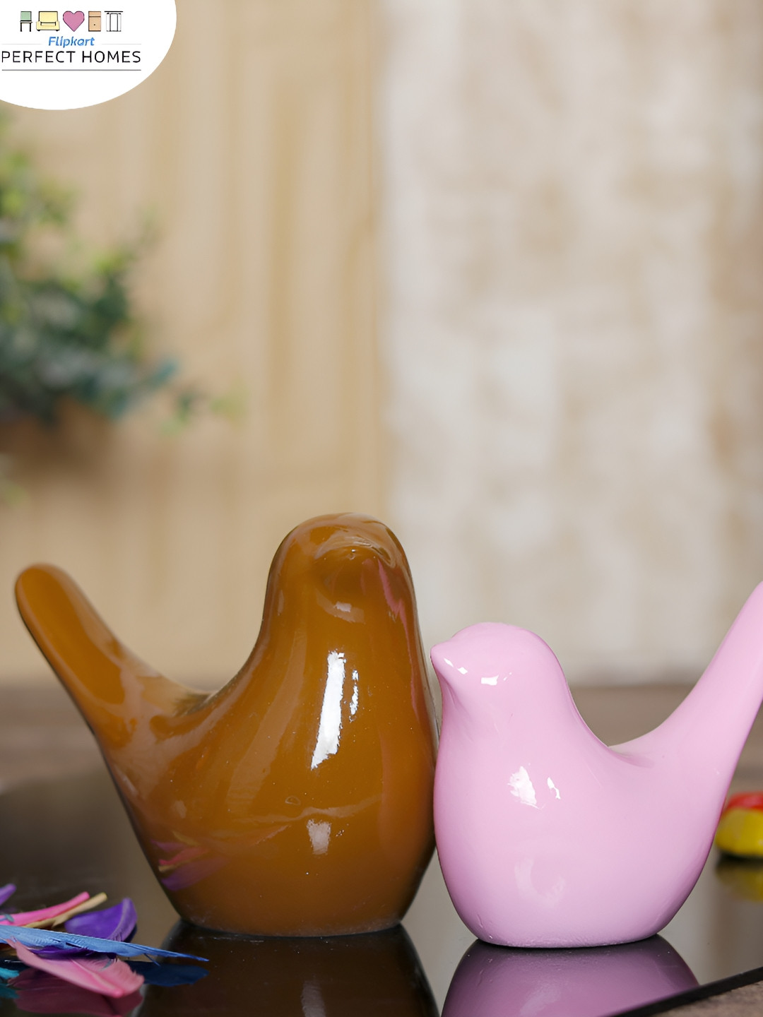 GW CREATIONS Pink Polyester Glossy Living Room Set of 2 Small Showpieces - 3.5 Inches