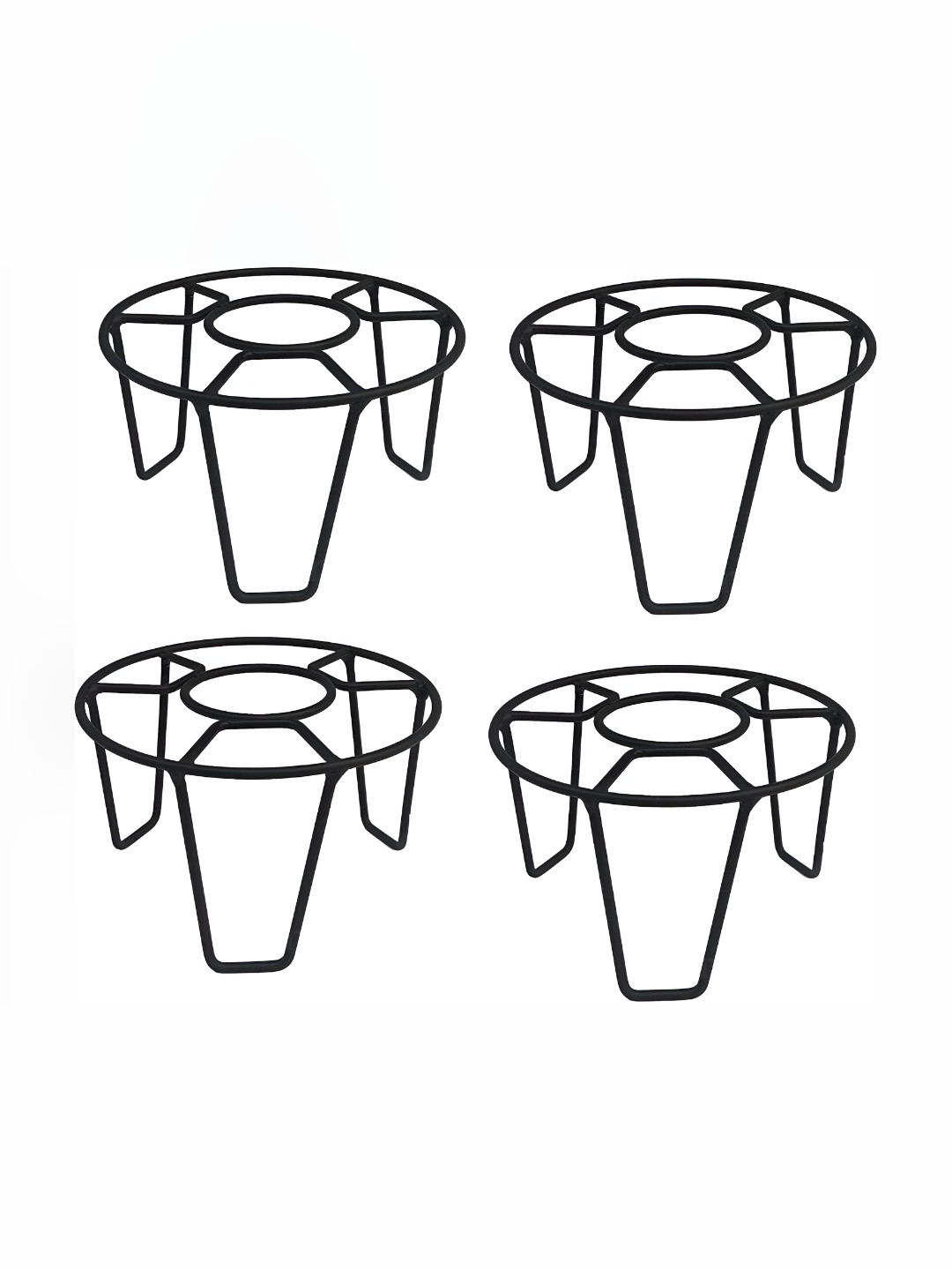 appeasy Black 4 Pieces Round Metal Planter Stands