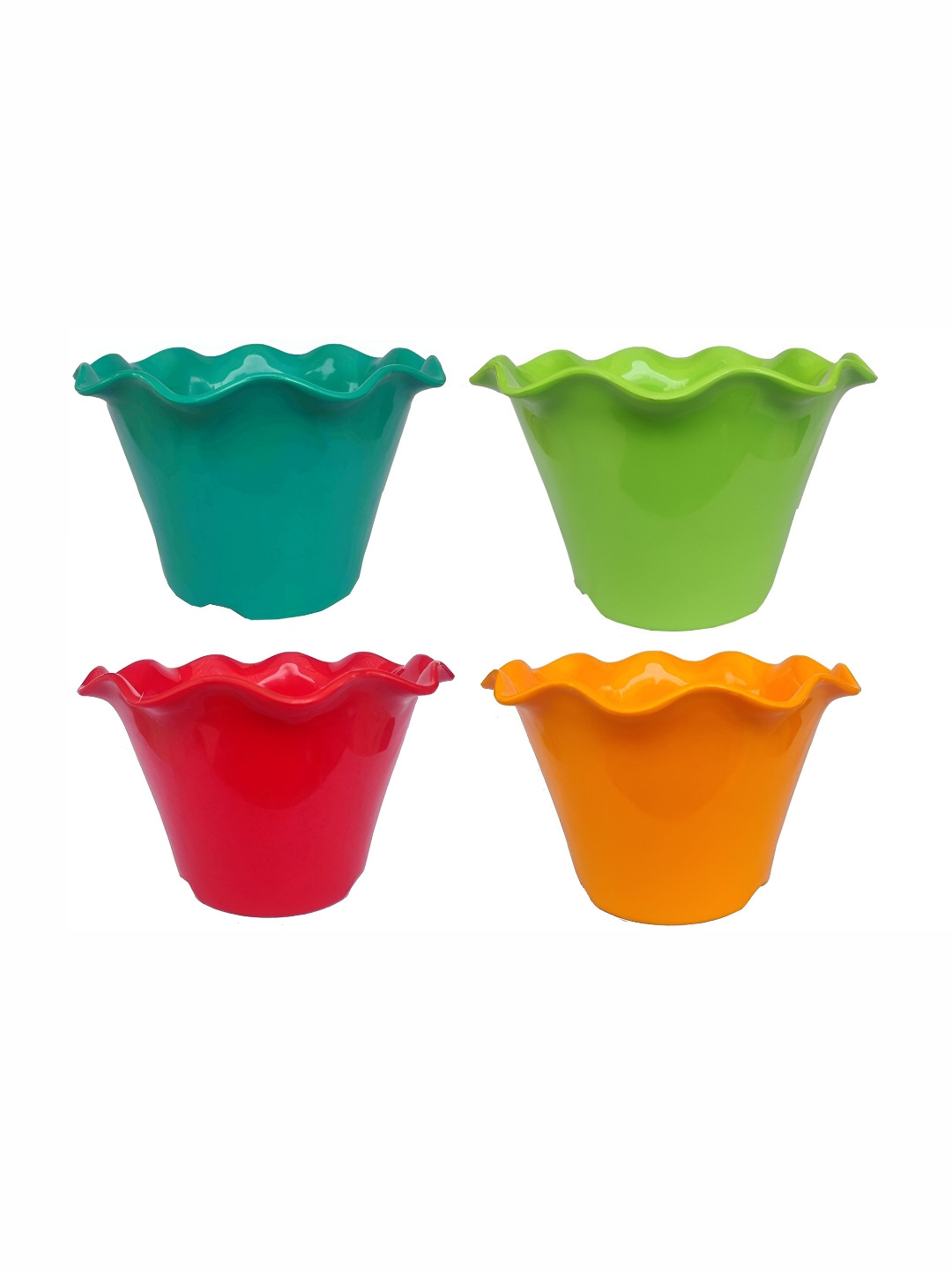 appeasy Red & Green 4Pcs Blossom Pot Planters