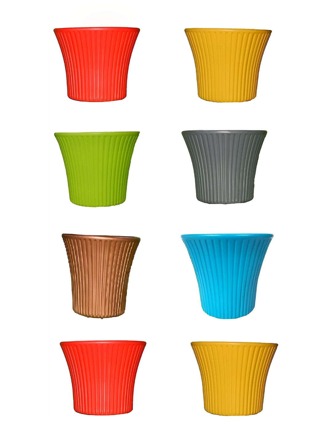 appeasy Red & Yellow 8 Pieces Textured Metal Planters