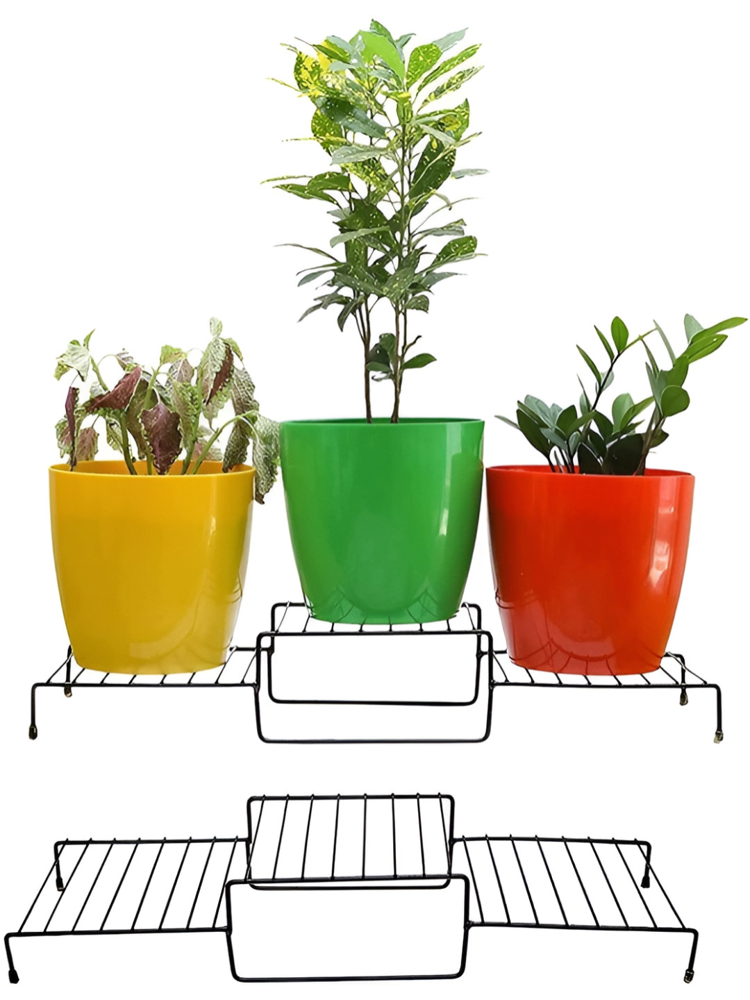 appeasy Black 2Pcs 3-Tier Rectangle Metal Planter Stands