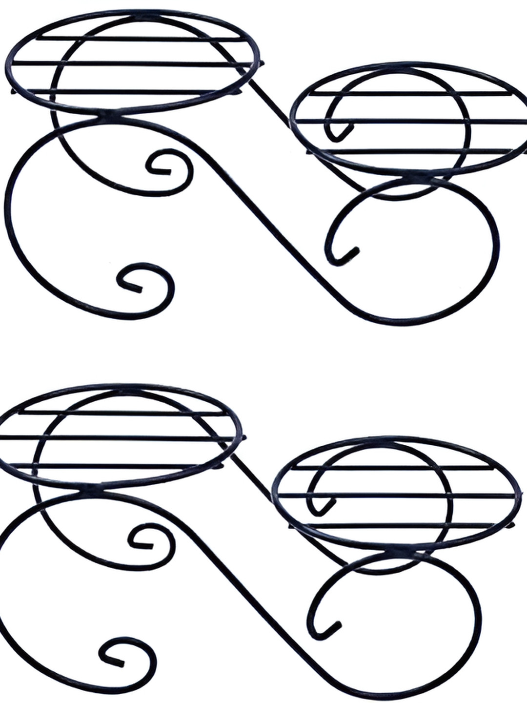 appeasy Black 2 Pieces Curved Metal Planter Stands
