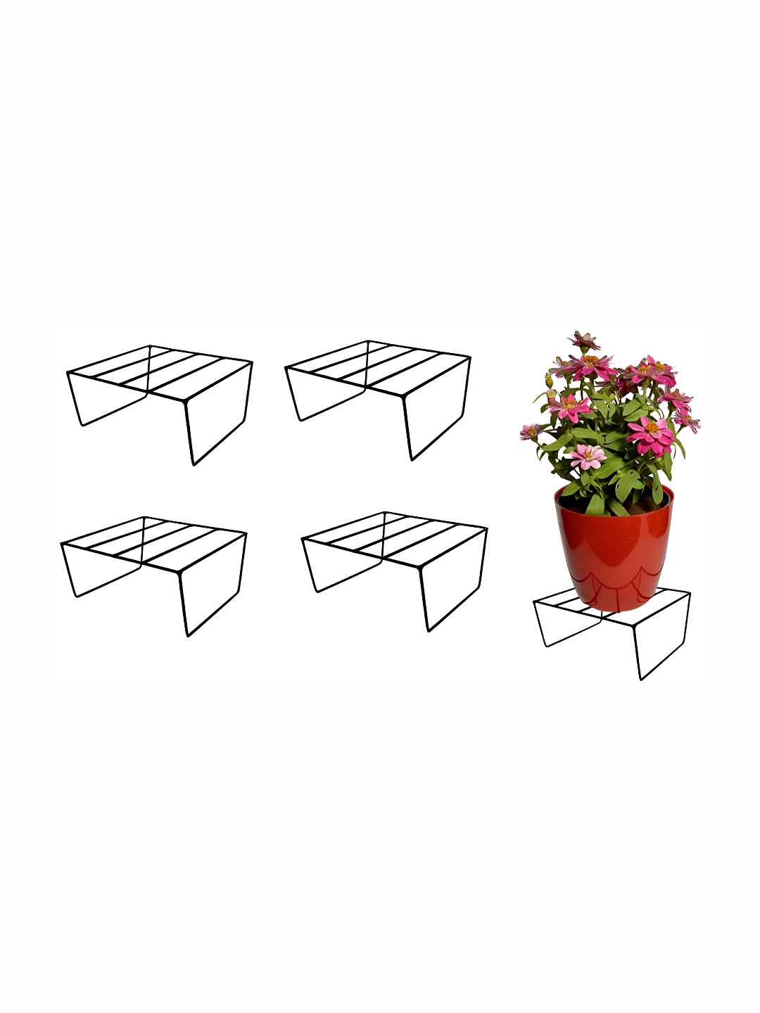 appeasy Black 5-Pcs Square Metal Planter Stands