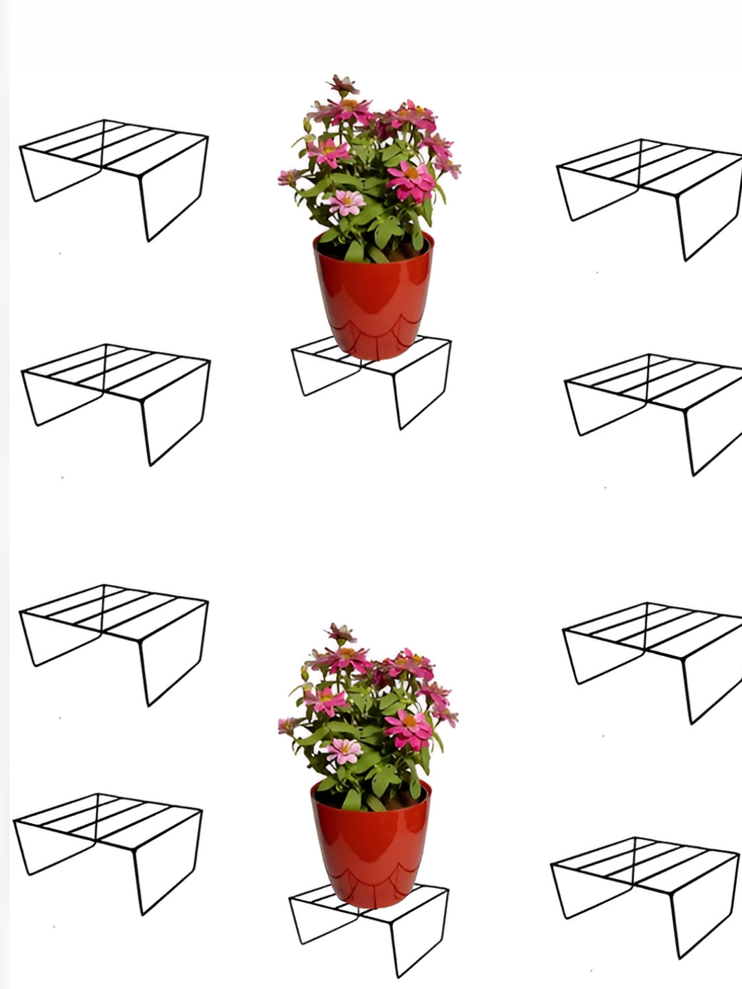 appeasy Black 12Pcs Square Metal Planter Stands