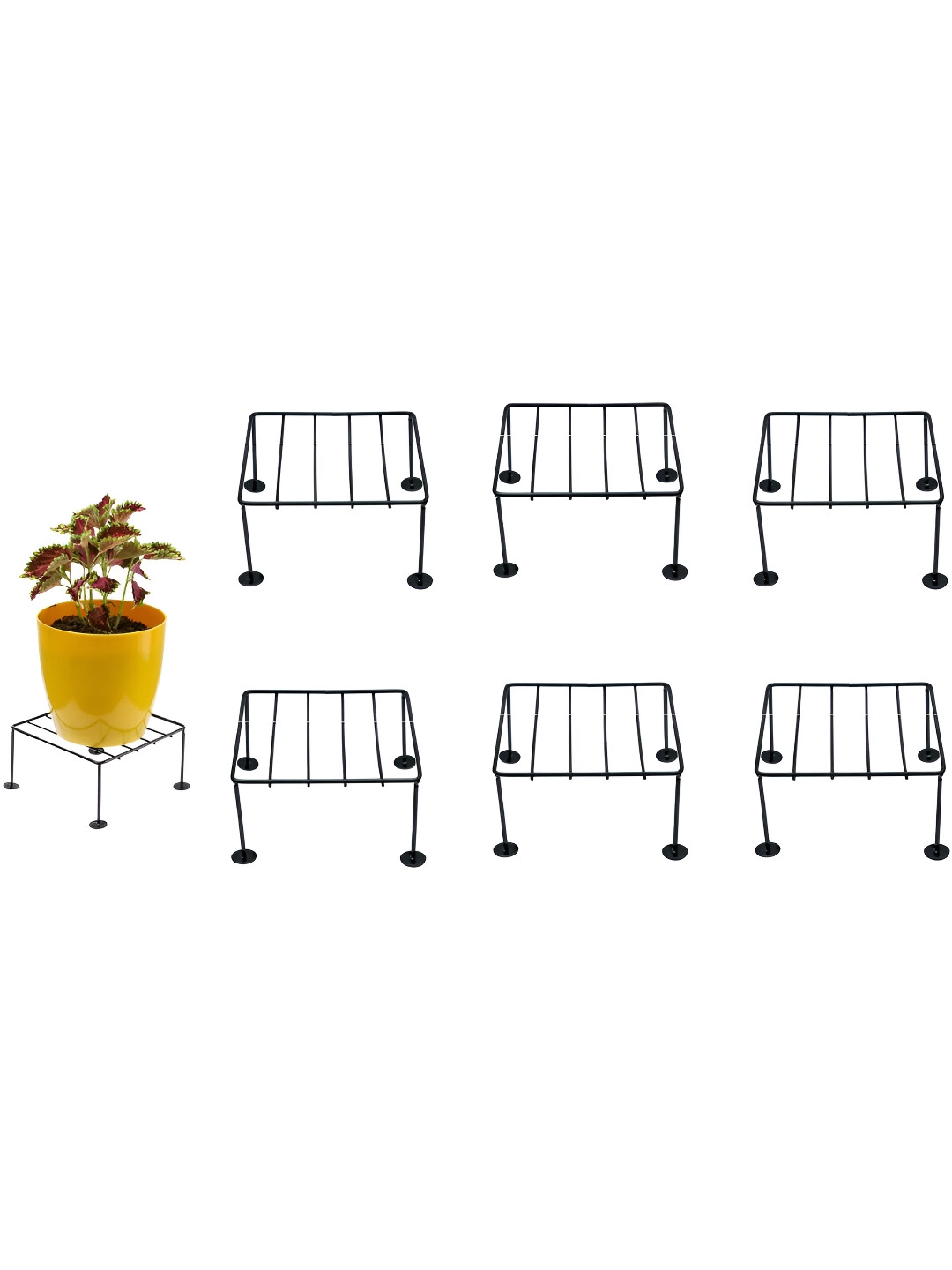 appeasy Black 7-Pcs Square Metal Planter Stands