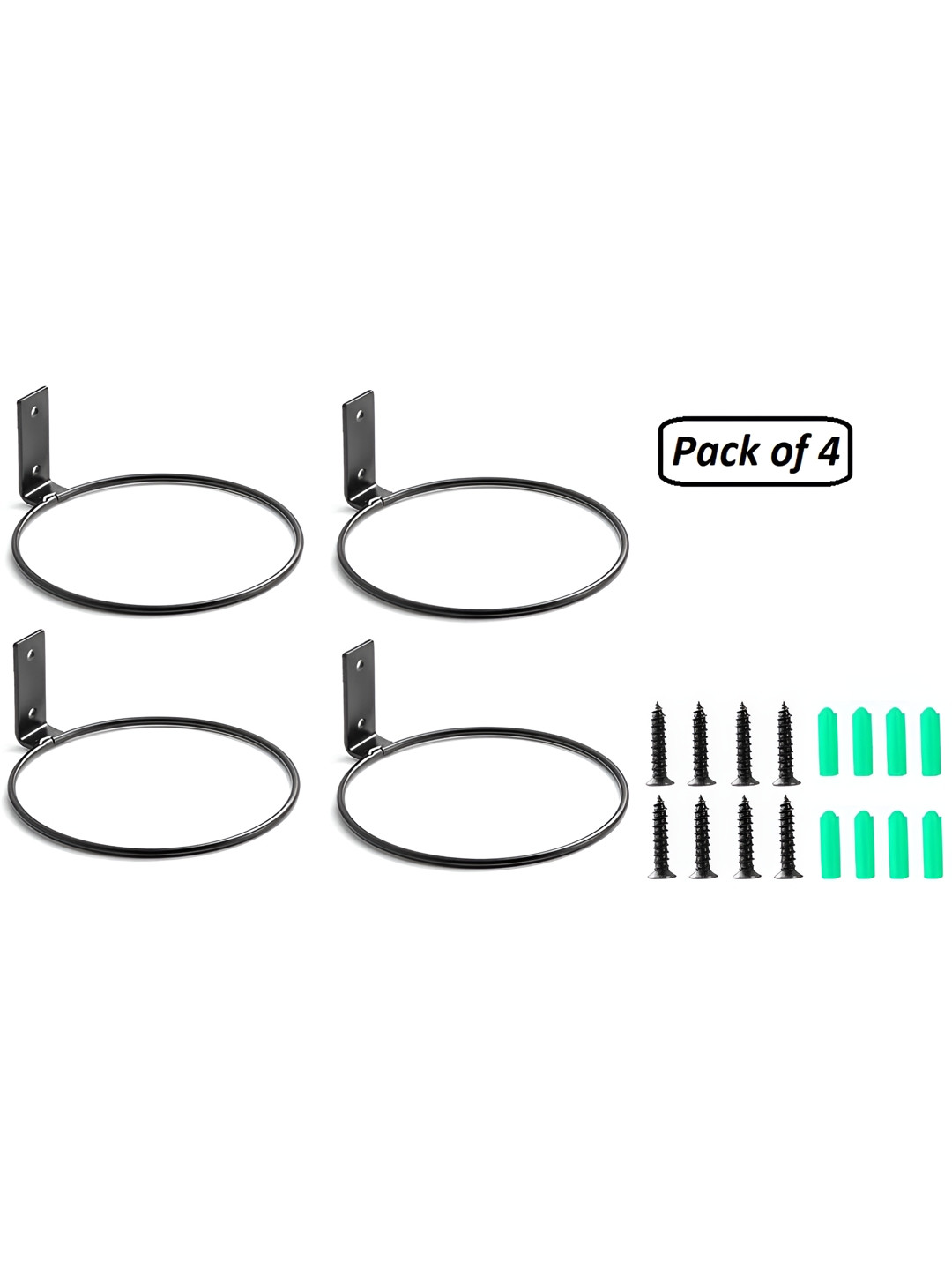 appeasy Black 4Pcs Wall Mounted Ring Holder Pot Stands