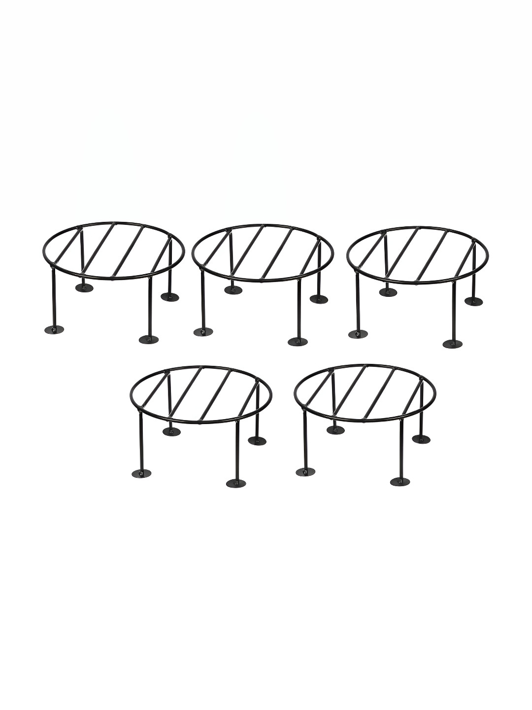 appeasy 5-Pcs Black Round Metal Planter Stands