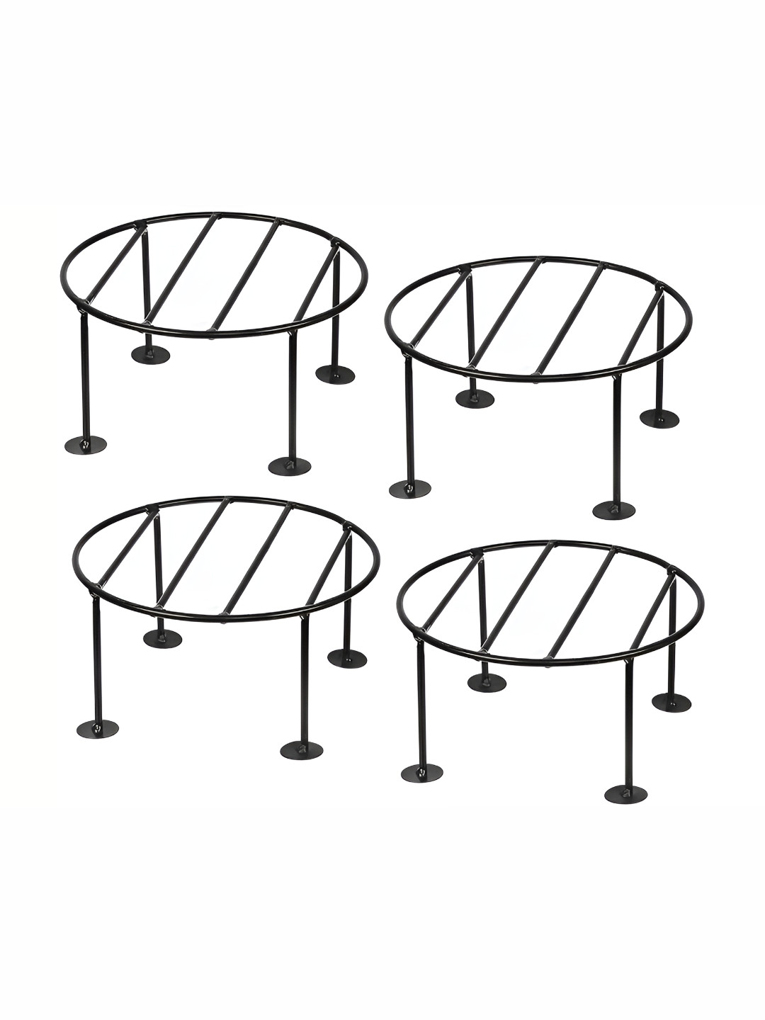 appeasy 4-Pcs Black Round Metal Planter Stands