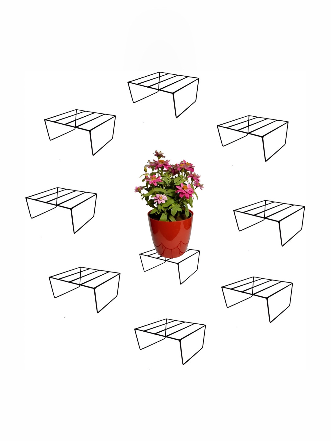 appeasy 9-Pcs Black Square Metal Planter Stands