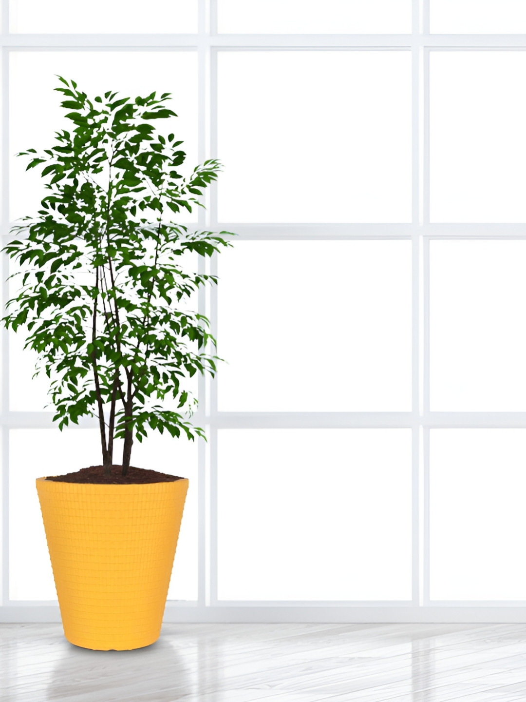 appeasy Yellow Textured Metal Planters