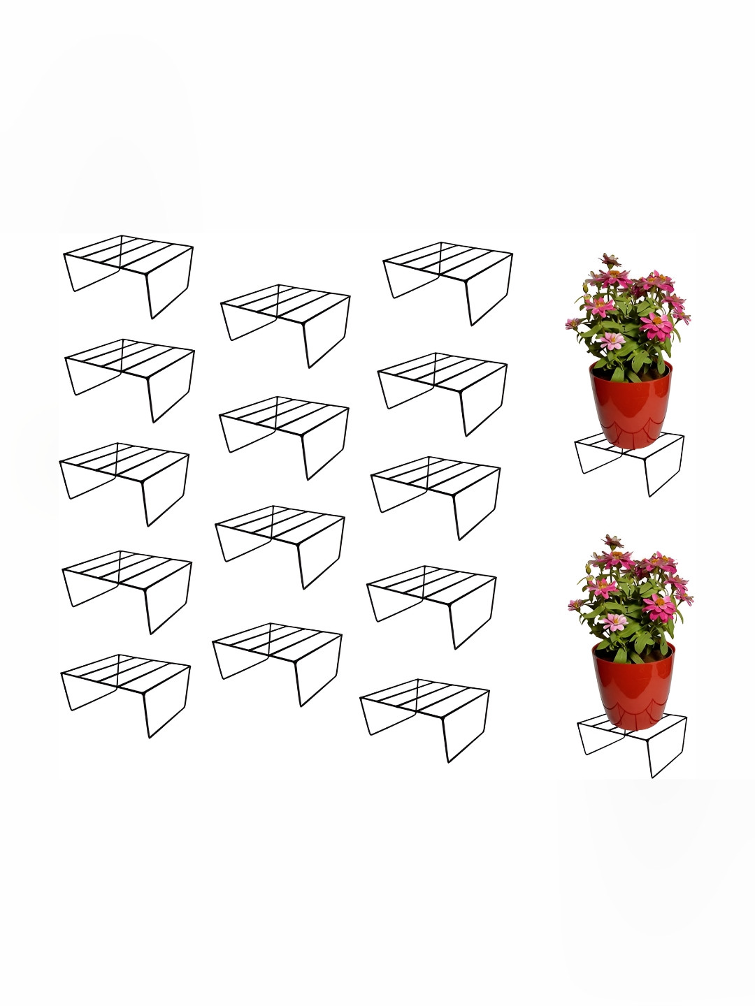 appeasy 16-Pcs Black Square Metal Planter Stands