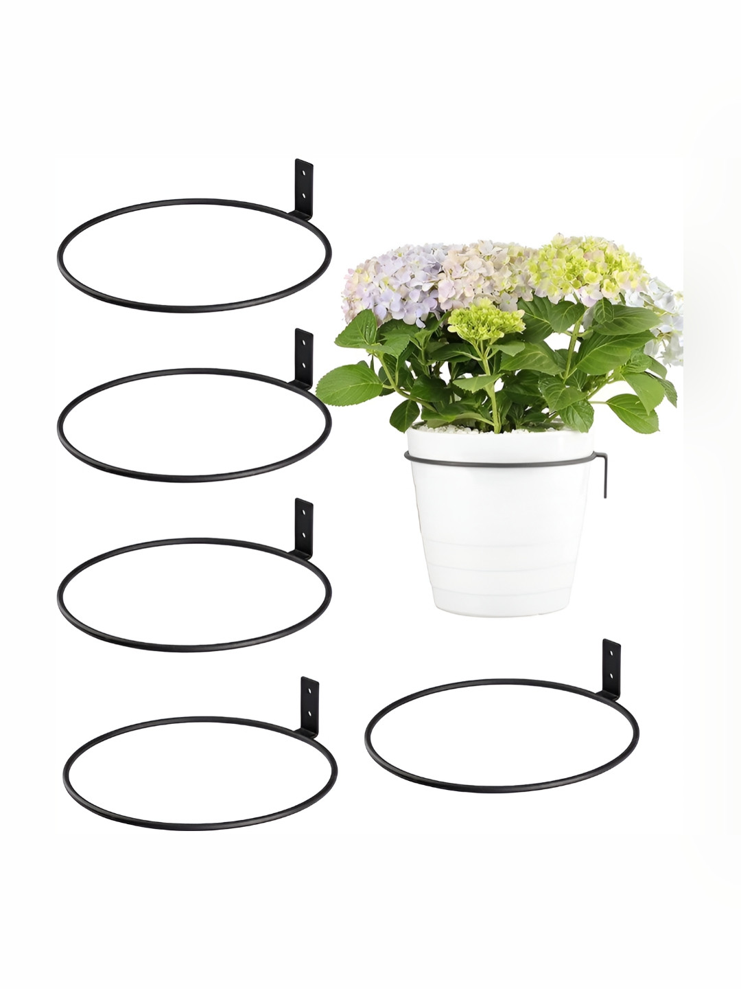 appeasy Black 6-Pcs Hanging Ring Metal Planter Stands