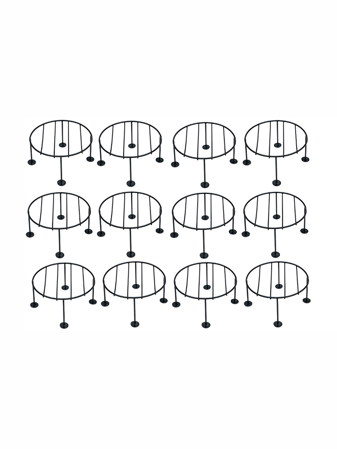 appeasy Black 12 Pieces Metal Round Plant Stands