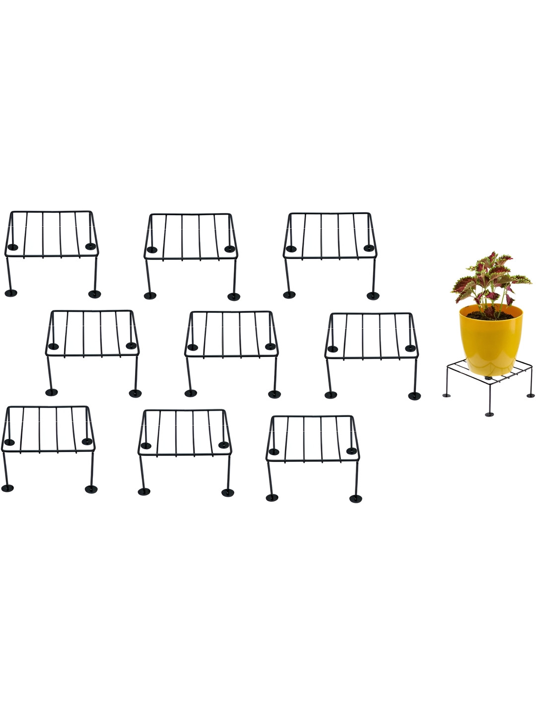 appeasy Black 10-Pcs Square Metal Planter Stands