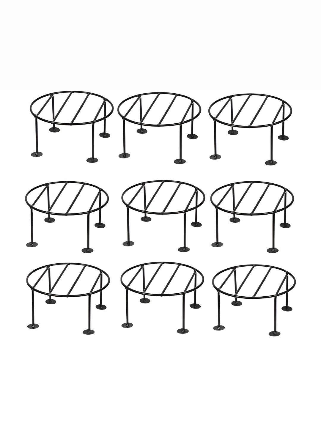 appeasy 9-pcs Black Metal Pot Stands