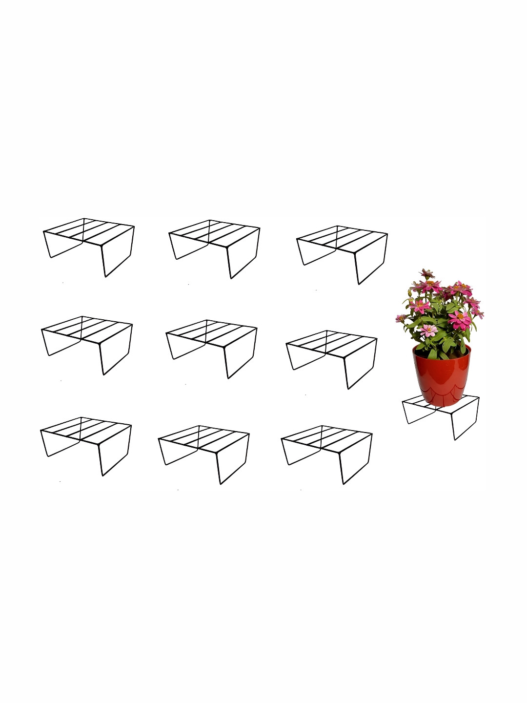 appeasy 10-Pcs Black Square Metal Planter Stands