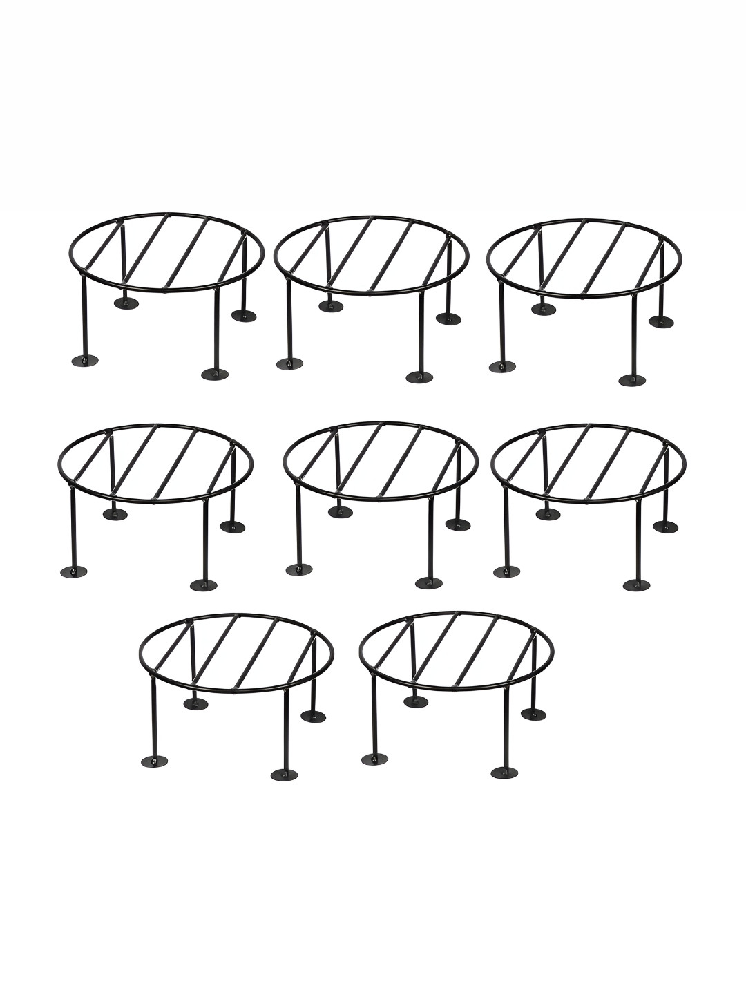 appeasy 8-Pcs Black Round Metal Planter Stands