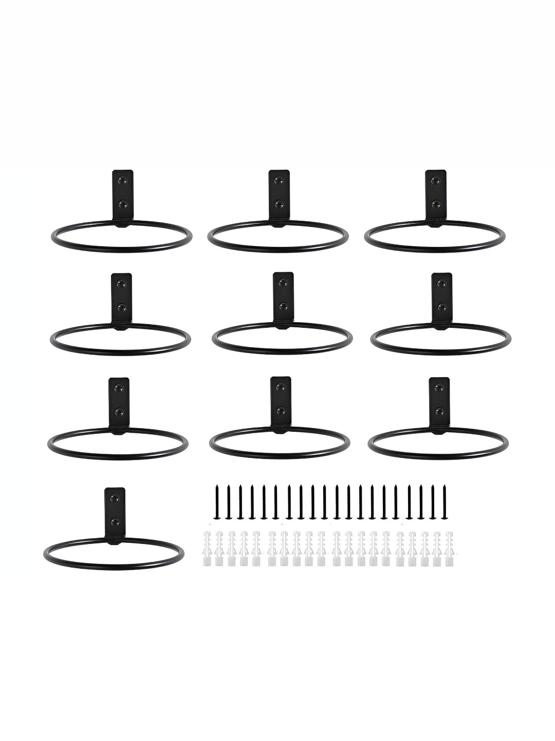 appeasy Black 10-pcs Wall-mounted Ring Holder Planter Stand