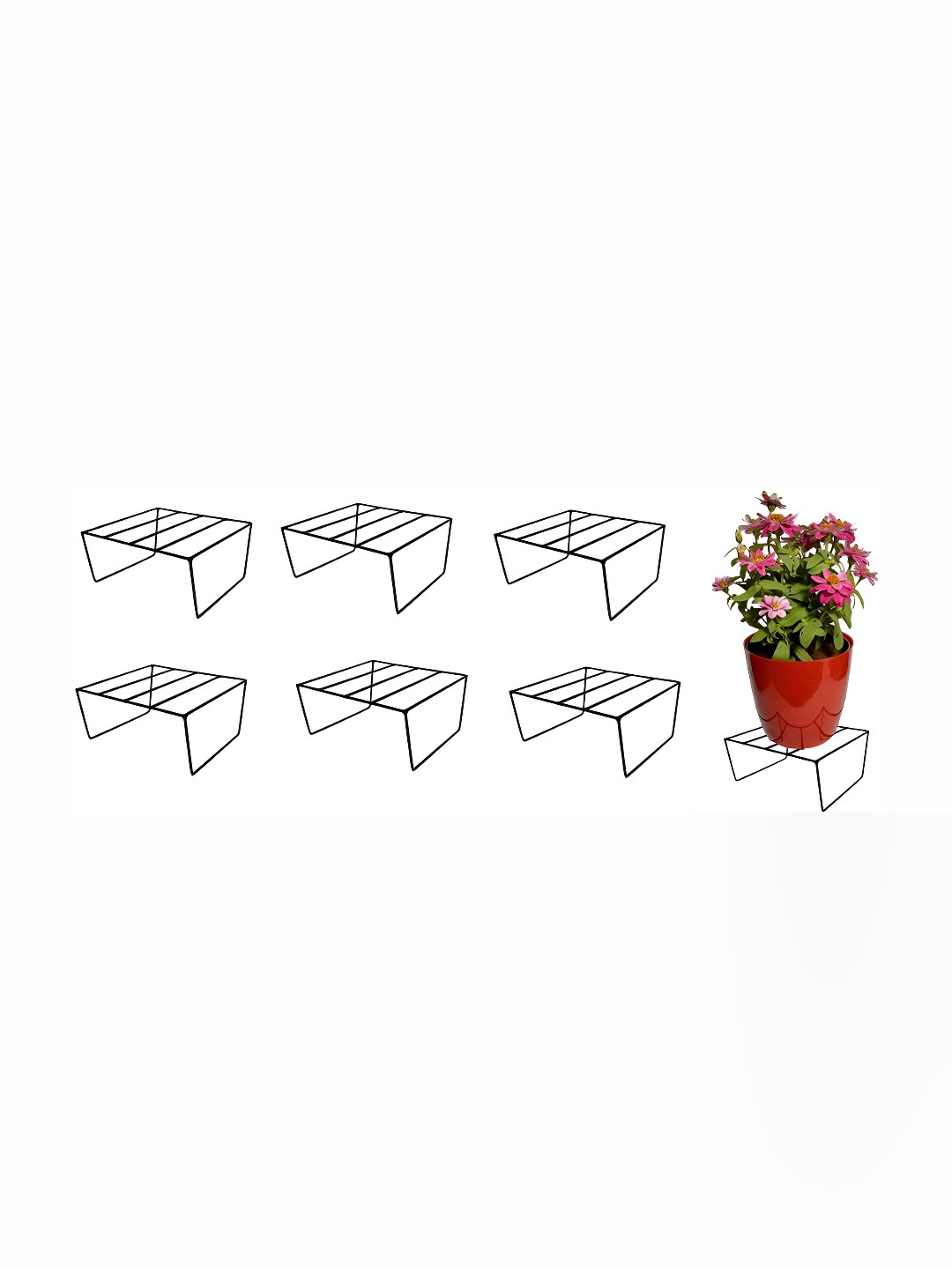 appeasy Black 7-Pcs Square Metal Planter Stands