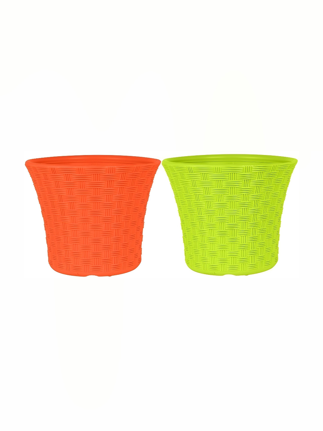 appeasy 2-Pcs Red & Green Textured Metal Planters