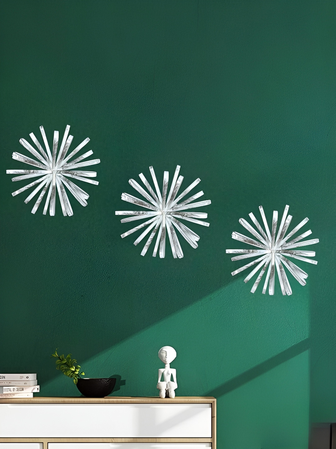 Garden Deco Flower Wall art Metal Matte Hanging Hall 3Pcs Floral Wall Decor-6.3In