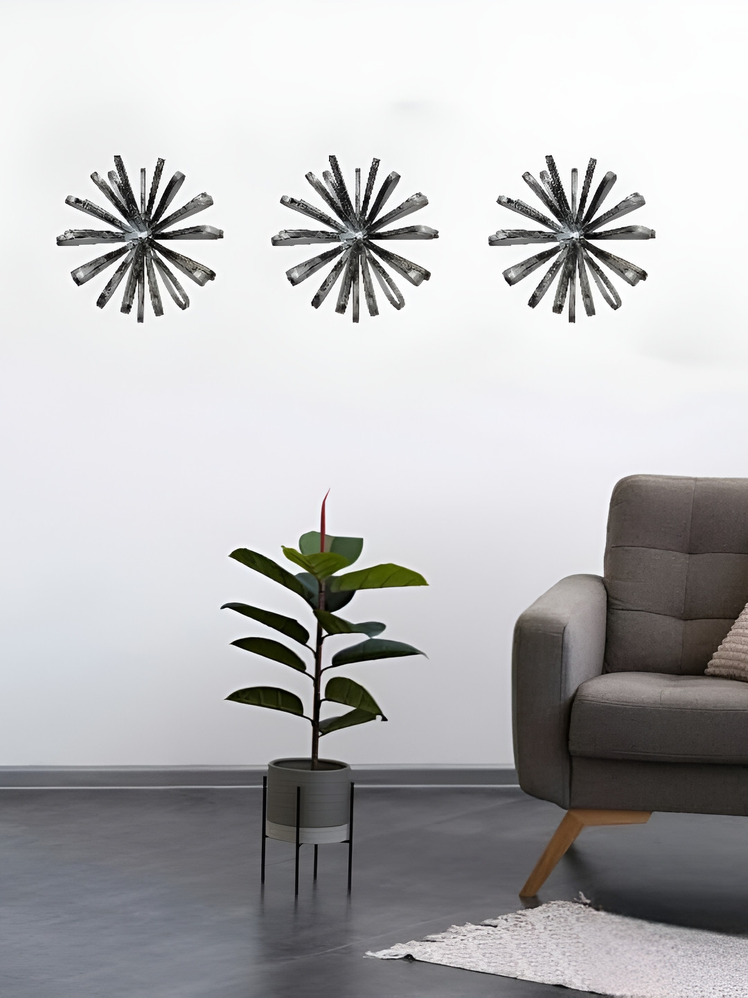 Garden Deco Flower Wall art Metal Matte Hanging Hall 3Pcs Floral Wall Decor-6.3In