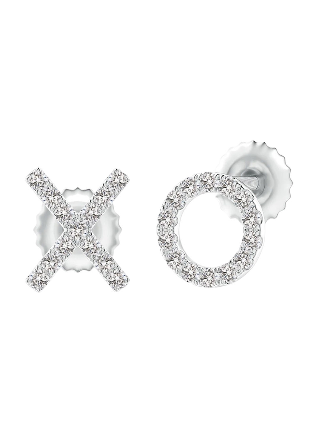 Angara 14KT White Gold Pave-Set Natural Diamond XO Stud Earrings