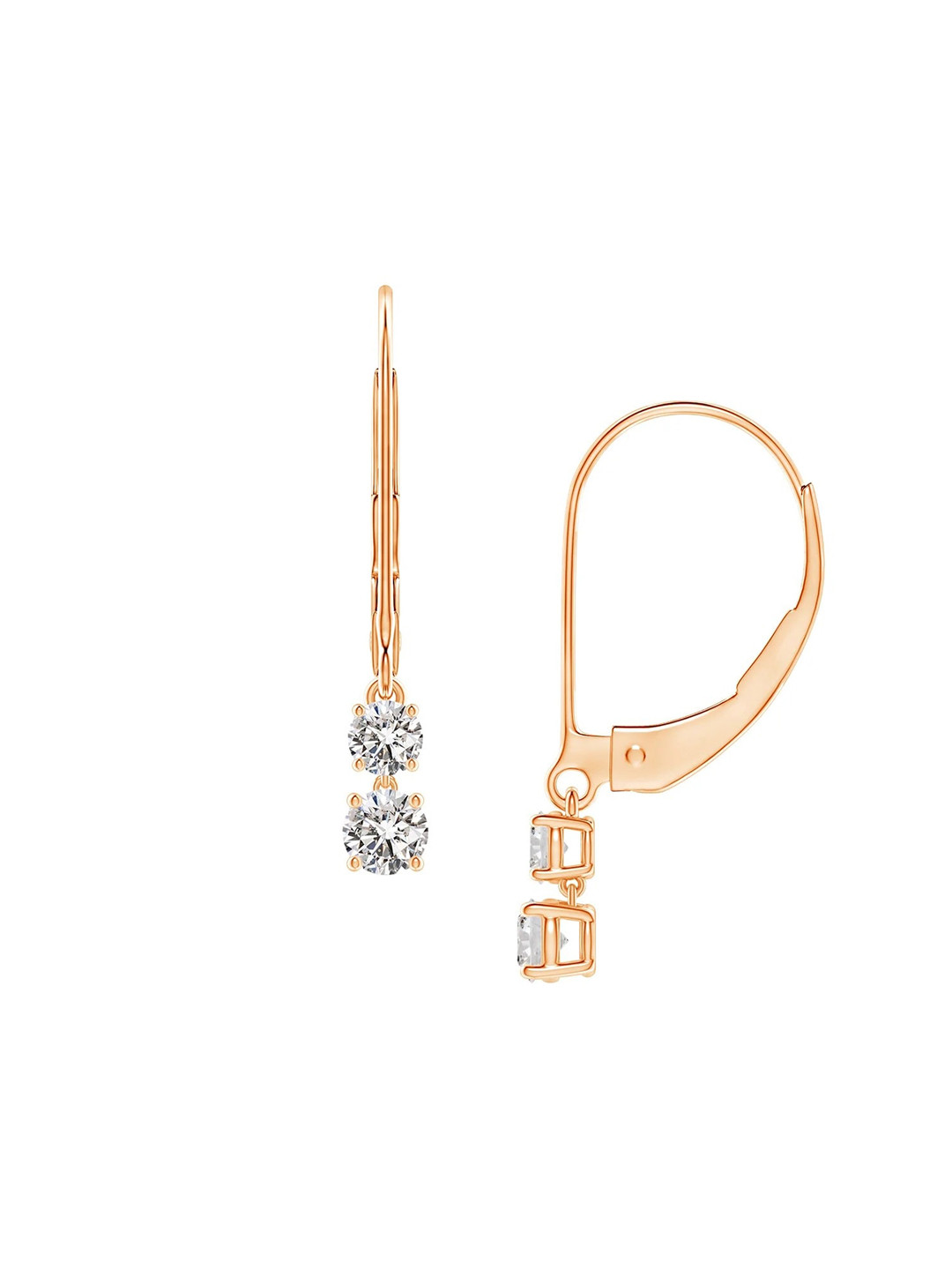 Angara 14KT Rose Gold Double Natural Diamond Leverback Dangle Earrings