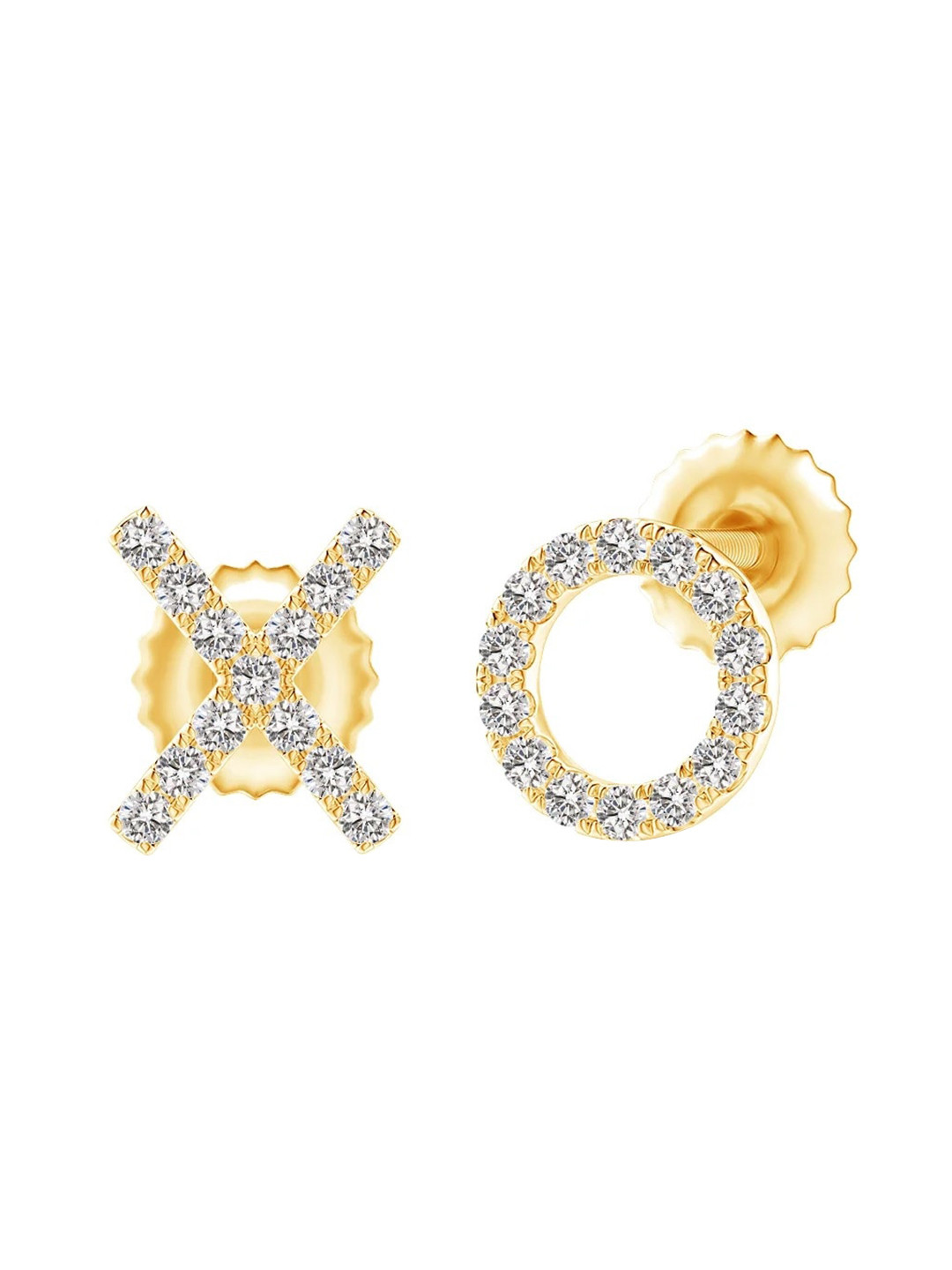 Angara 14KT Yellow Gold Pave-Set Natural Diamond XO Stud Earrings