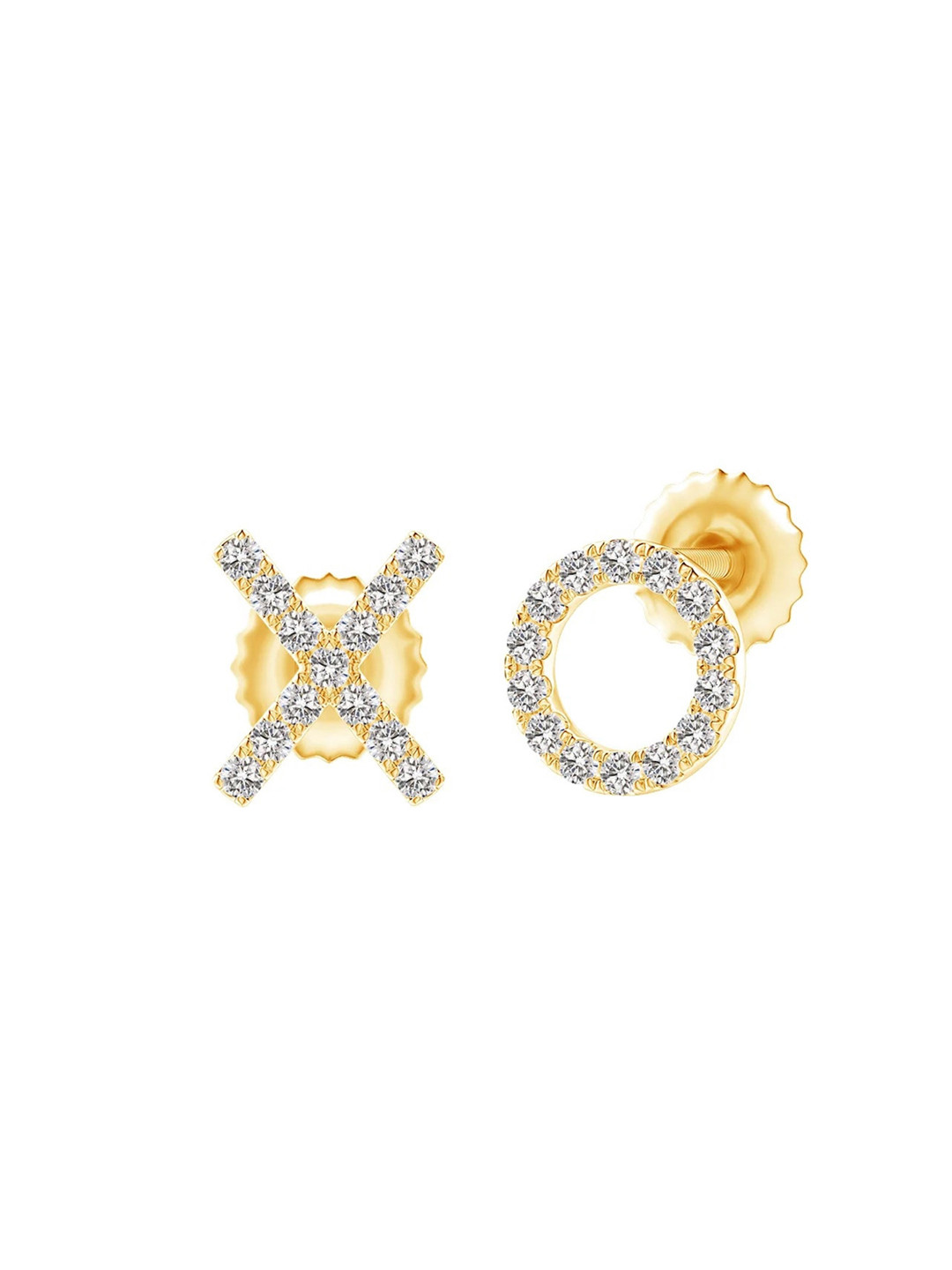 Angara 18KT Yellow Gold Pave-Set Natural Diamond XO Stud Earrings