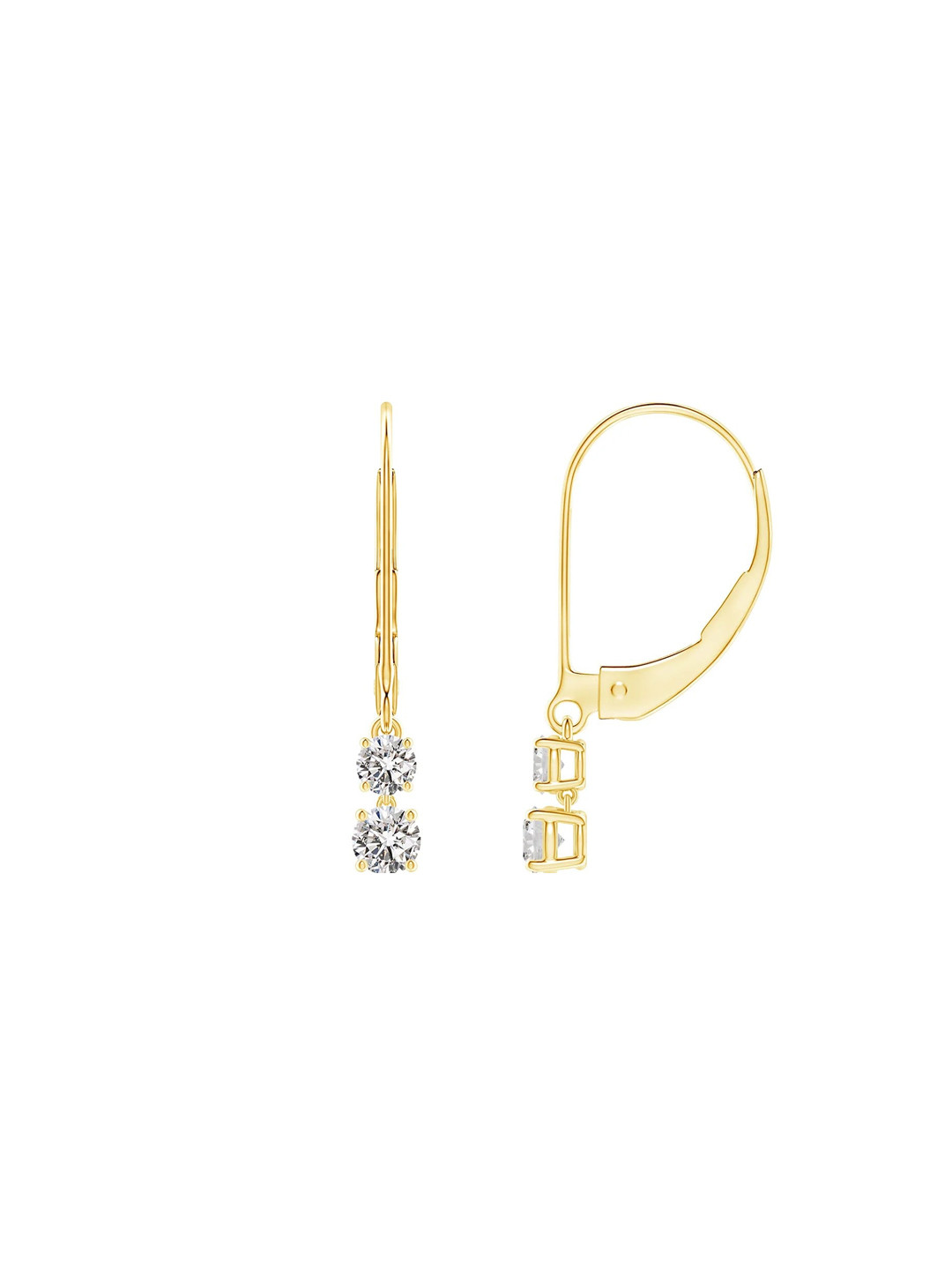 Angara 14KT Yellow Gold Double Natural Diamond Leverback Dangle Earrings