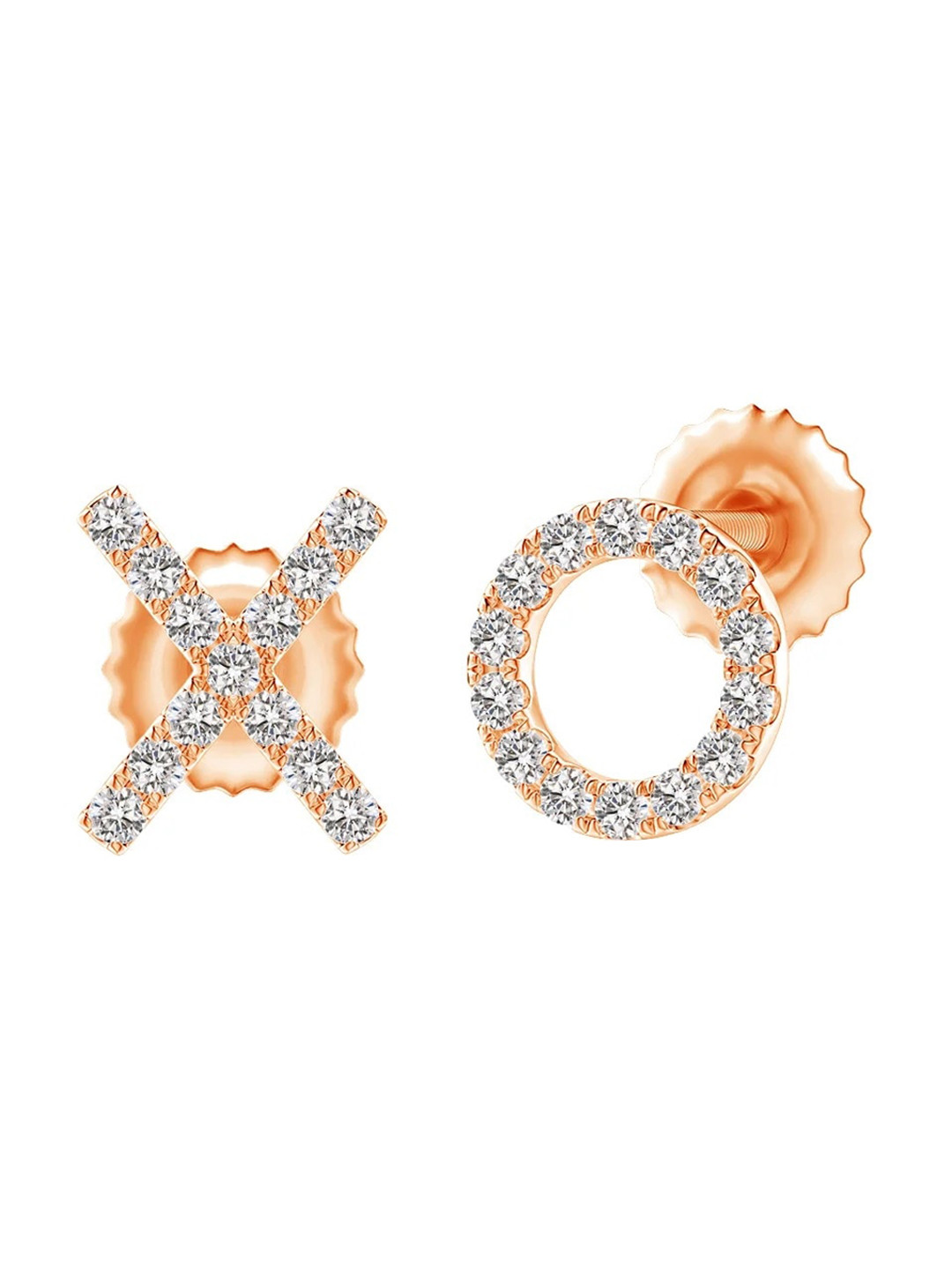 Angara 18KT Rose Gold Pave-Set Natural Diamond XO Stud Earrings