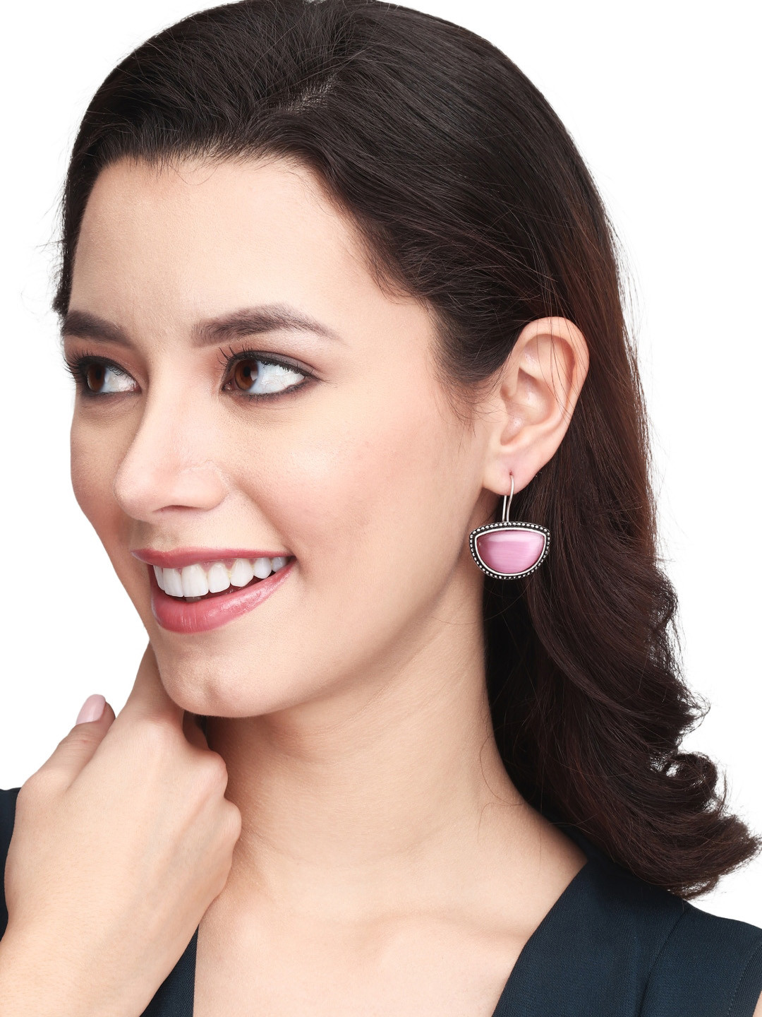 Anvik Silver-Plated Crescent Shaped Drop Earrings