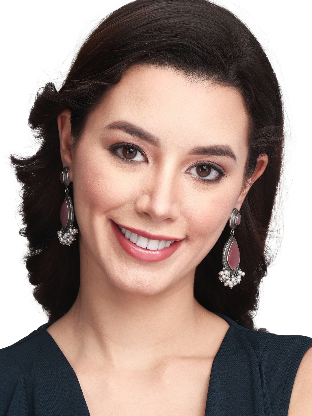 Anvik Silver-Plated Teardrop Shaped Studs Earrings