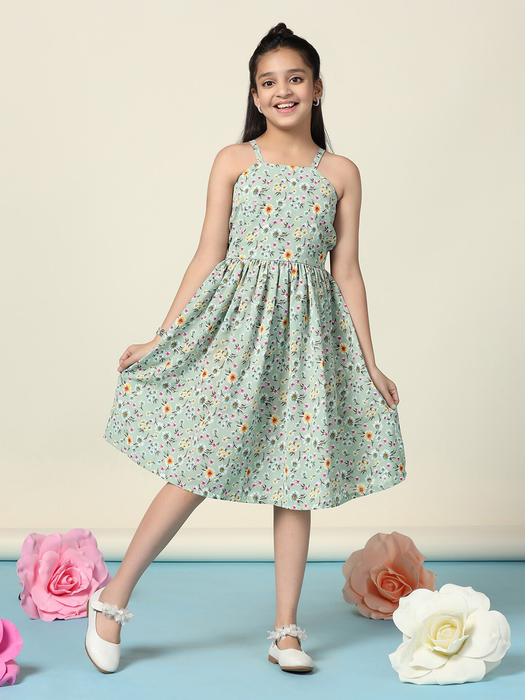 FASHION DREAM Girls Floral Print Fit & Flare Casual Dress