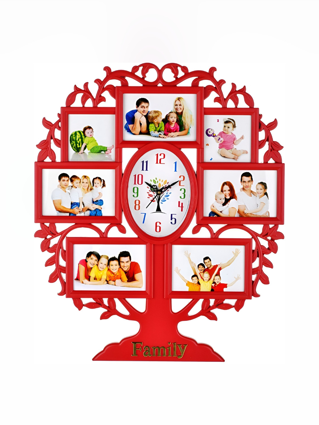 Attractionz Red and White Textured Contemporary Analogue Wall Clock