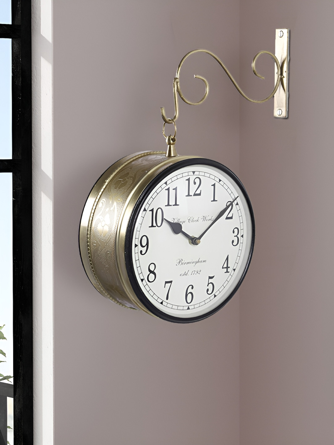 Aura Gold-Toned & White Vintage Wall Clock