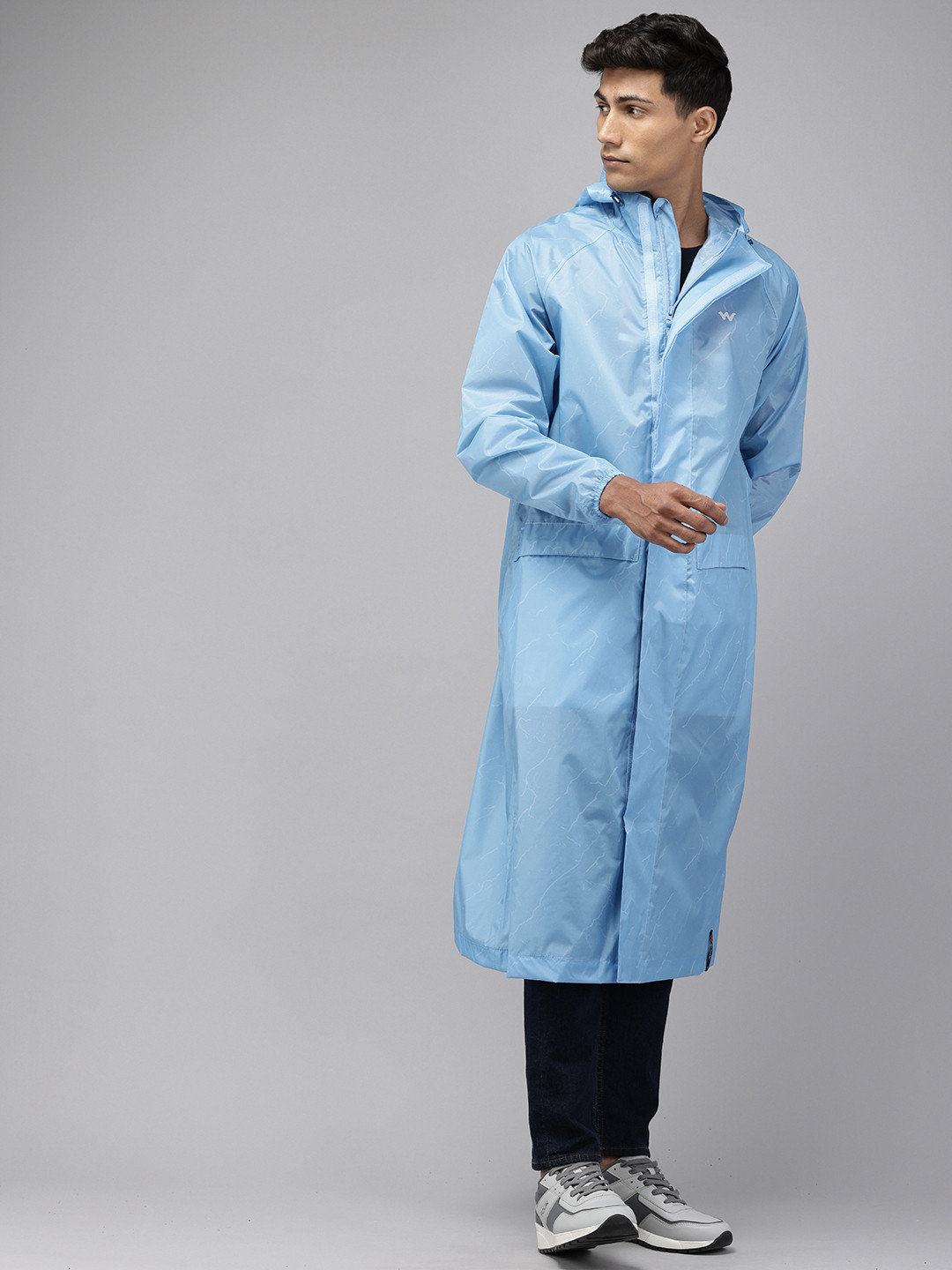 Wildcraft THUNDER Printed Hooded Longline Rain Jacket