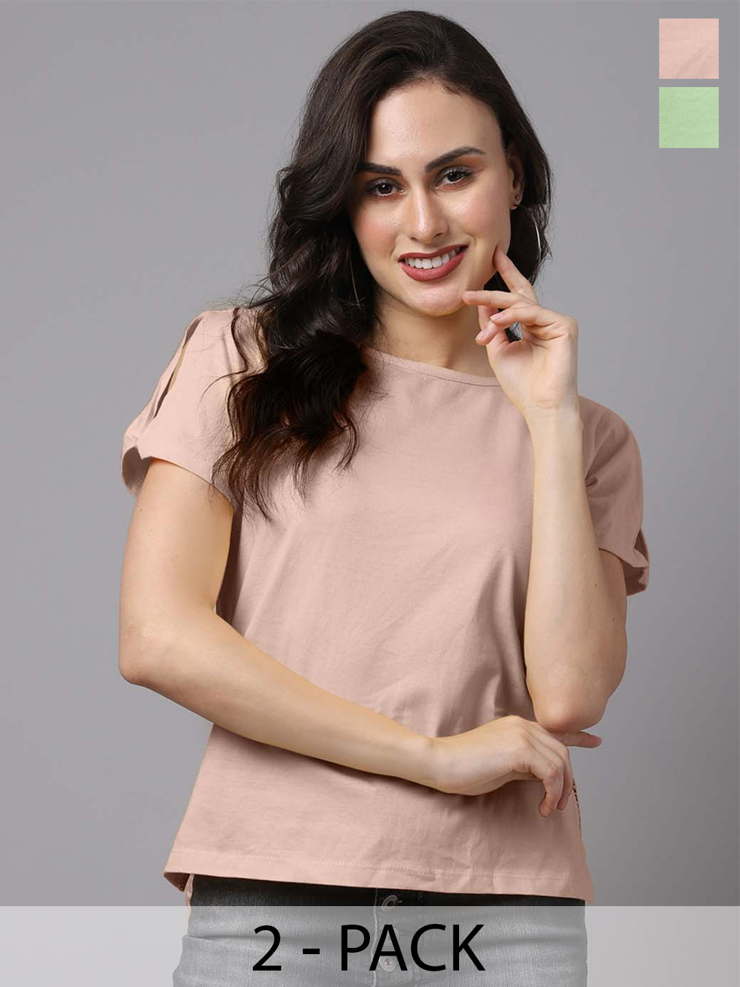 Friskers Pack Of 2 Cold-Shoulder Cotton Tops