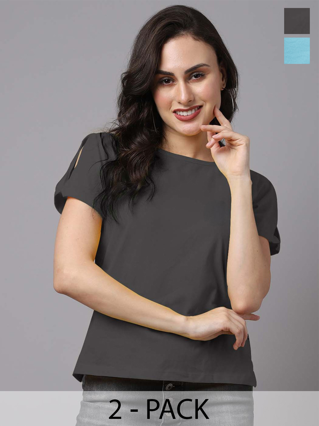 Friskers Pack Of 2 Cold-Shoulder Cotton Tops