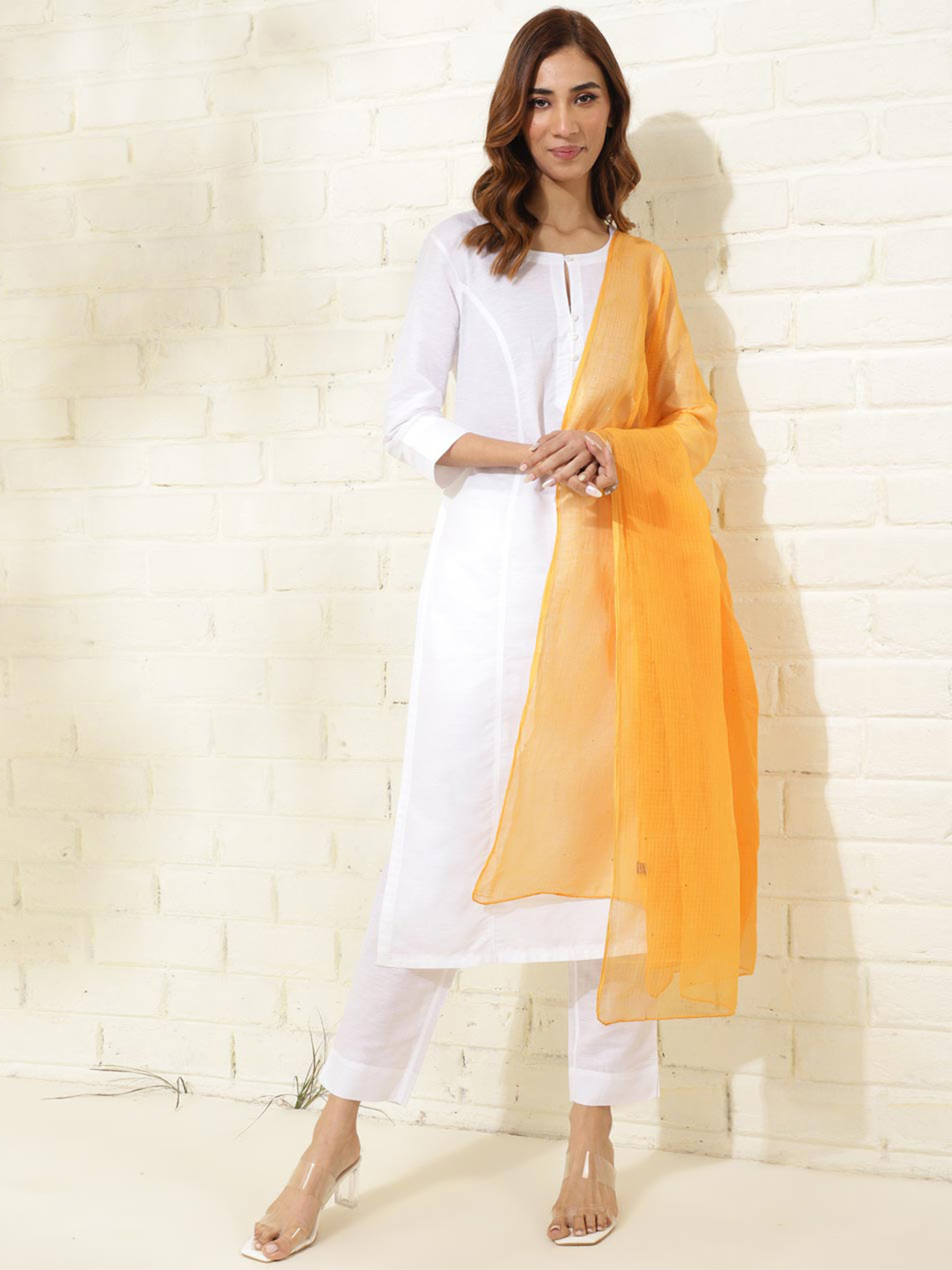 Fabindia Mustard Cotton Silk Dupatta