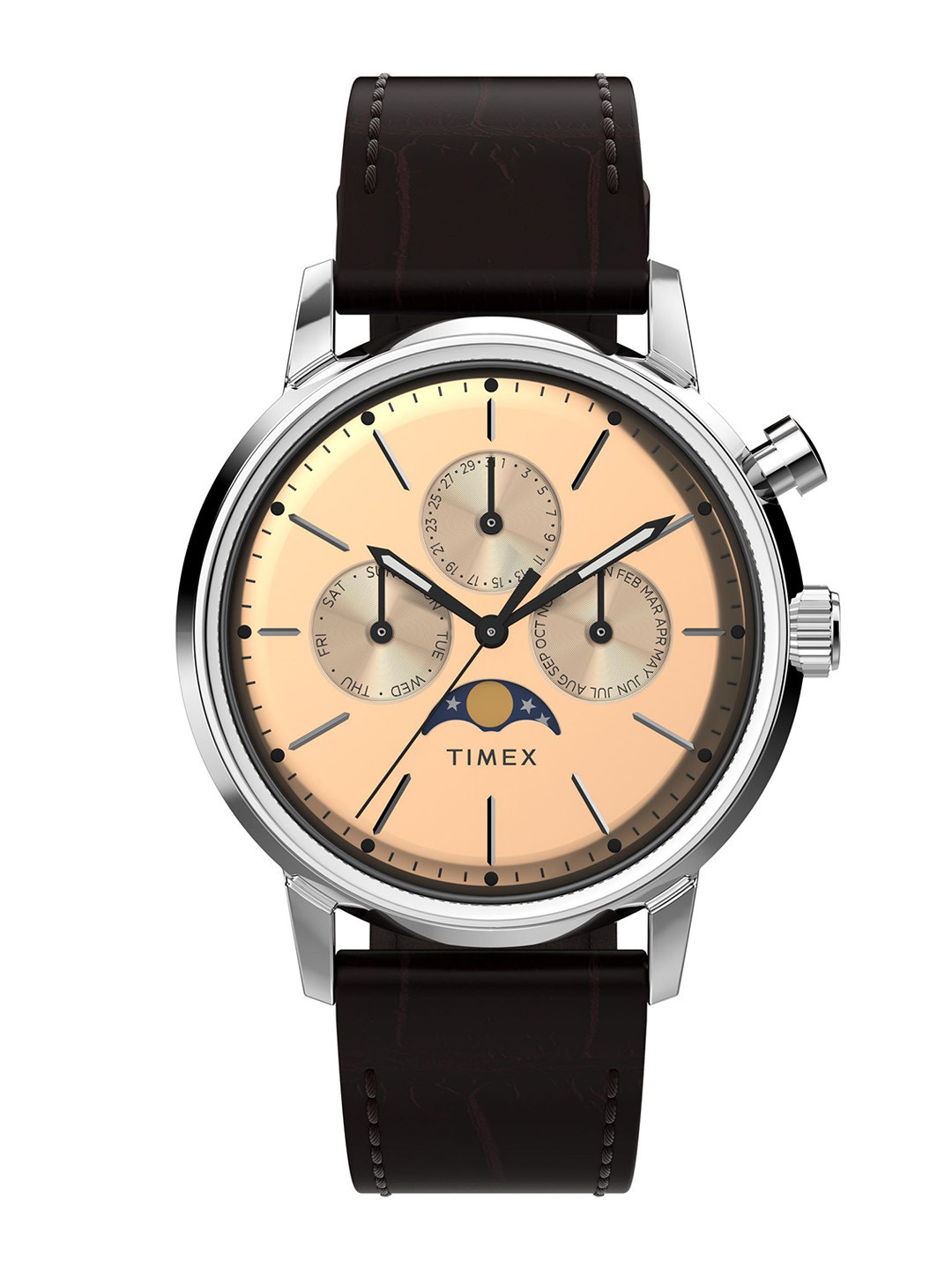 Timex Men Printed Dial & Leather Straps Analogue Watch TW2W51100UJ