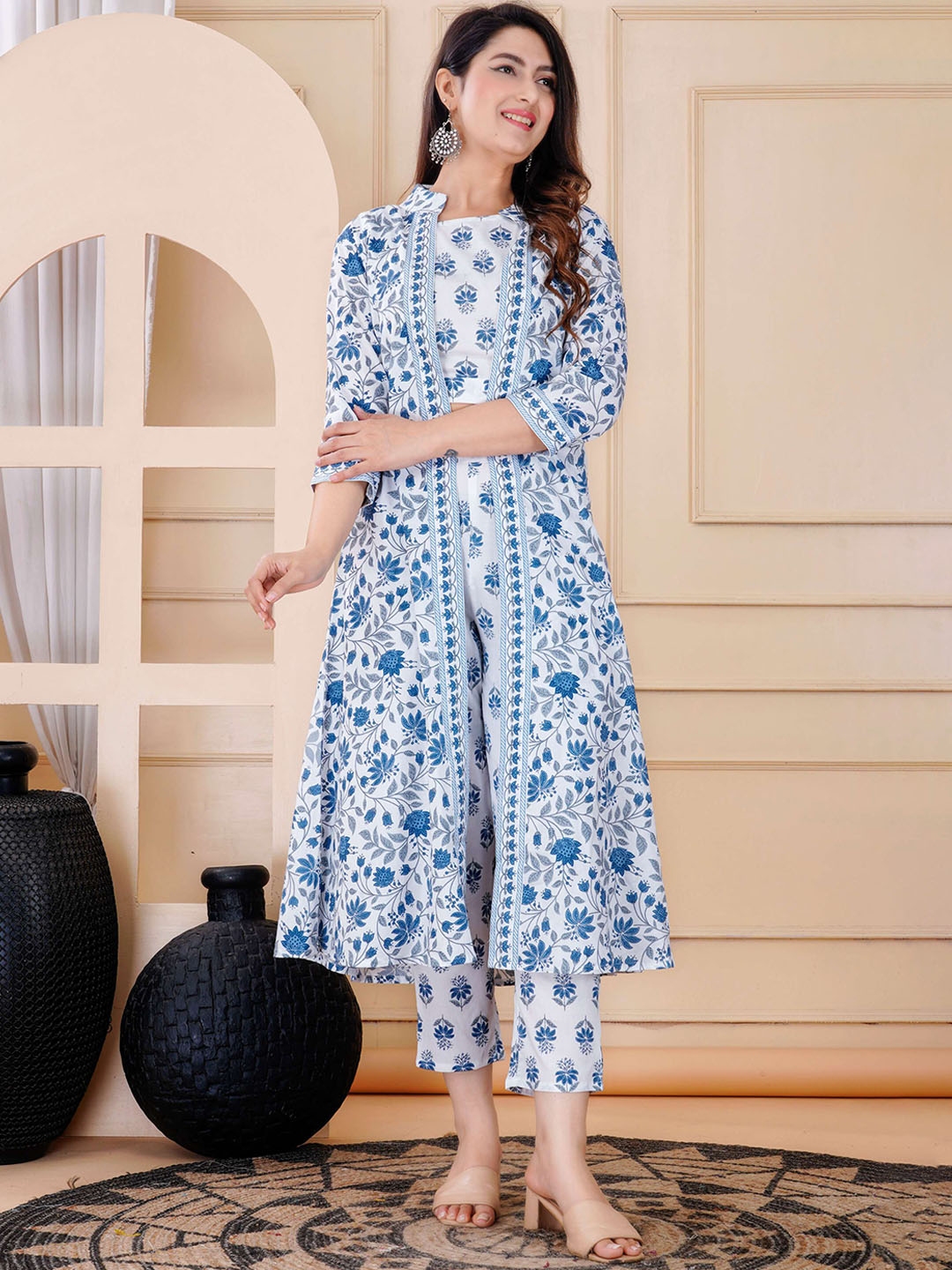 DSS FASHION Floral Printed Round Neck Three Quarter Sleeves Co Ords Set - Co Ords for Women 29273070 | Myntra