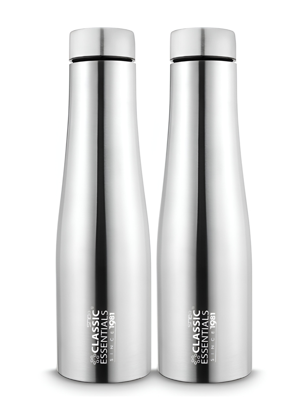 Classic Essentials Silver Brand Logo Stainless Steel Spill Proof 2 Piece Water Bottle - 1L