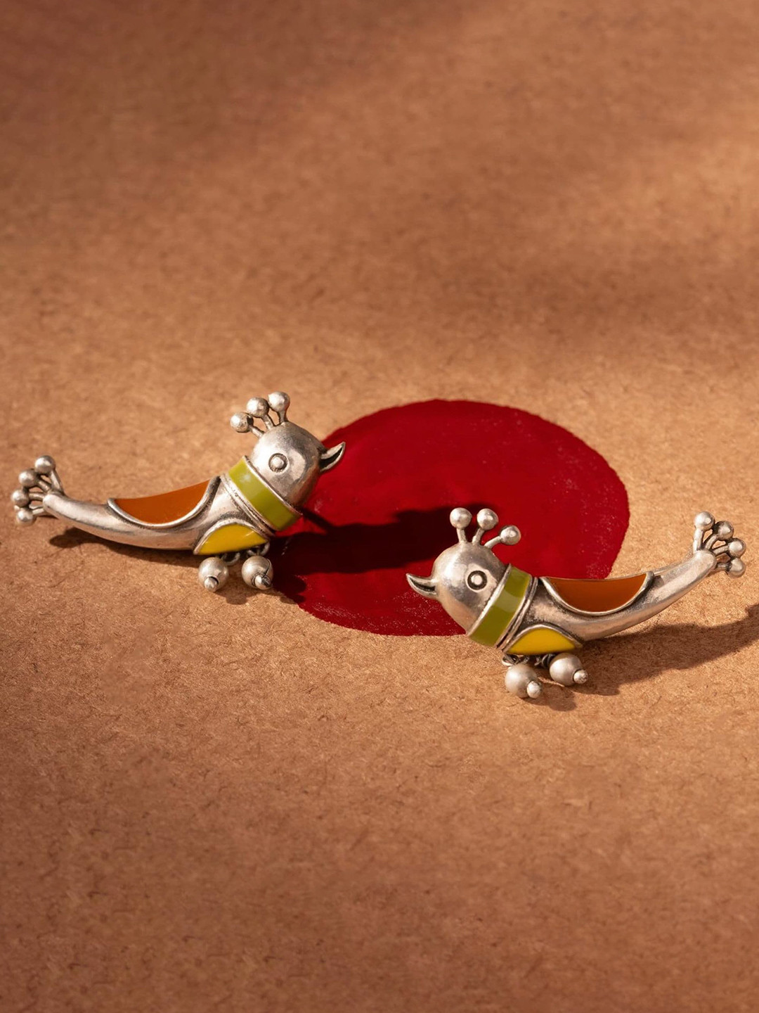 Dulcett Silver-Plated Oxidised Birds Drop Earrings