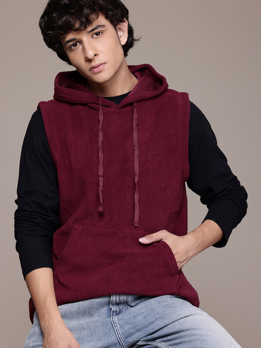 Roadster The Lifestyle Co. Sleeveless Hooded Fleece Sweatshirt